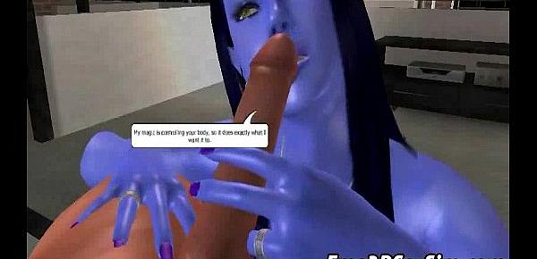  Sexy 3D cartoon avatar alien sucking on a hard cock